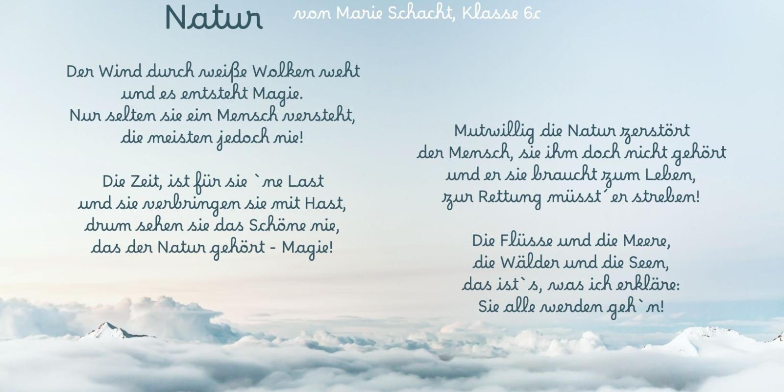Ein Gedicht, das nachdenklich macht, von Marie aus der 6c.